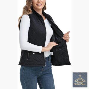 Lightweight Quilted Vest with Stand Collar and Side Pockets